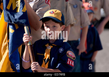 Boy Scouts of America en mars la Journée des anciens combattants de la Parade, qui honore les anciens combattants militaires américaines, à Tucson, Arizona, USA. Banque D'Images