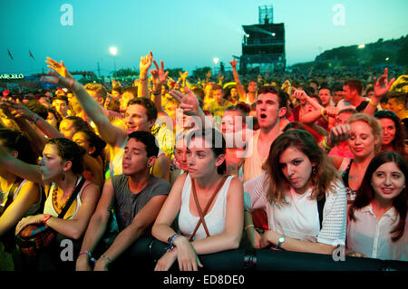 BENICASSIM, ESPAGNE - 19 juillet : foule (fans) à FIB (Festival Internacional de Benicassim Festival 2013). Banque D'Images