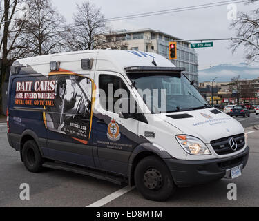 La Police de Vancouver (VPD) van peint avec une "voiture appât' livrée, Vancouver, Canada Banque D'Images