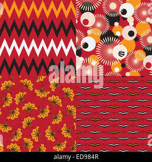 Ensemble de quatre motifs africains sans couture Banque D'Images