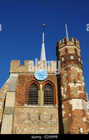 Tour de l'église St Mary, Hitchin, Hertfordshire, England, UK Banque D'Images