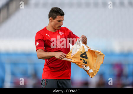 Coupe du Monde FIFA 2014 - L'équipe nationale de football suisse training) à l'Arena Corinthians, la préparation de leur match contre l'Argentine demain (01NOV14). En vedette : Granit Xhaka Où : Sao Paulo, Brésil Quand : 30 Juin 2014 Banque D'Images