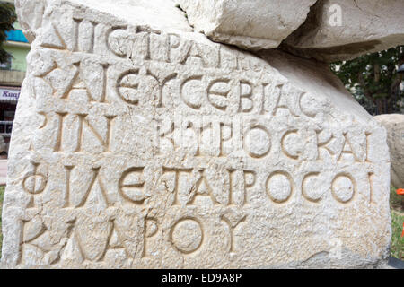 Inscription en grec site archéologique en Turquie Banque D'Images