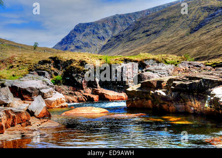 Les scènes de Glen Etive regarde le Glen Etive Loch vers dans les Highlands, Ecosse Banque D'Images