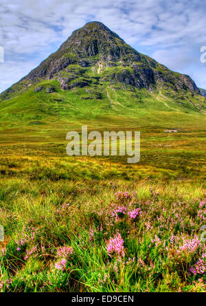 Buachaille Etive Mor à Glencoe dans les Highlands d'Ecosse. Avec Glencoe village étant quelque 5 km de là.La première vue de gle Banque D'Images