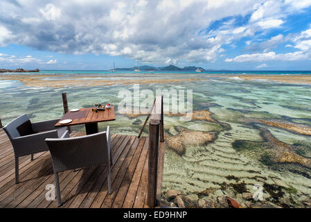 Le domaine de l'Orangeraie Resort dans la Digue, Seychelles Banque D'Images