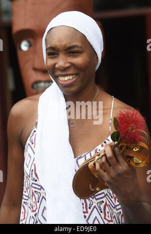 Auckland, Nouvelle-Zélande. 06Th Jan, 2015. Venus Williams est accueilli à l'Orakei Marae. ASB Classic Women's International. ASB Tennis Centre, Auckland, Nouvelle-Zélande. Credit : Action Plus Sport/Alamy Live News Banque D'Images