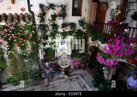 Cour intérieure pendant le Festival des patios (el Festival de Los Patios Cordobeses), Cordoue, Espagne Banque D'Images