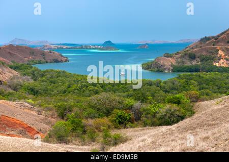 La côte de Rinca Island dans la région de Nusa Tenggara en Indonésie. Banque D'Images