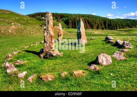 Le cercle de pierre à Glengorm sur l'île de Mull, en Ecosse Banque D'Images
