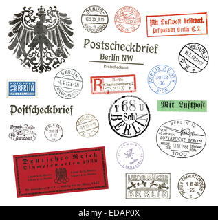 Vintage de timbres et des étiquettes à partir de Berlin, Allemagne Banque D'Images