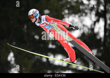 Innsbruck, Autriche. 08Th Jan, 2015. Daniel Andre Tande de Norvège s'élance dans l'air pendant un saut de pratique pour la troisième étape de la 63e tournoi collines quatre cas de saut à ski à Innsbruck, Autriche, 04 janvier 2015. Photo : Daniel Karmann/dpa/Alamy Live News Banque D'Images