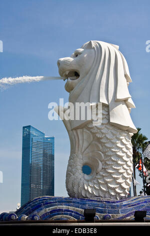 En Asie, Singapour Singapour,Ville,un Fullerton,Parc Merlion, statue du Merlion Banque D'Images