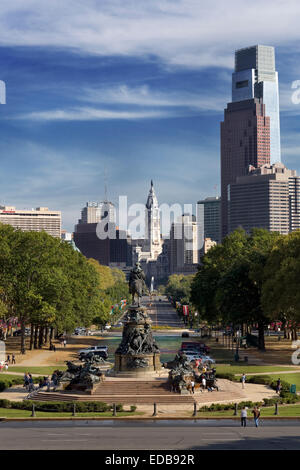 Ben Franklin Parkway, cercle d'Eakins, Philadelphie, Pennsylvanie Banque D'Images