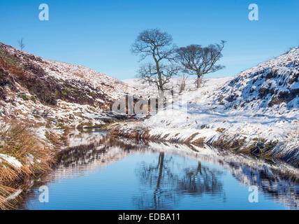 La lande du Nord de l'Angleterre sur l'un des hivers bleu clair jour. Banque D'Images