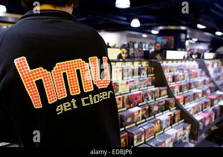 Intérieur d'un magasin HMV, Oxford Street, Londres. Banque D'Images