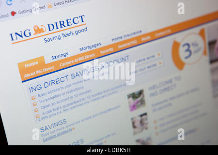 Image d'illustration de site web d'ING DIRECT. Banque D'Images