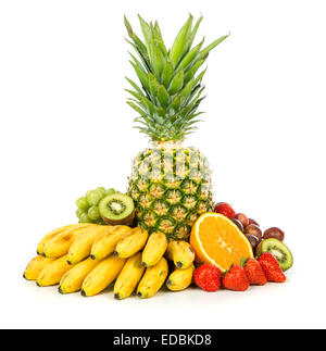 Assortiment de fruits exotiques isolated on white Banque D'Images