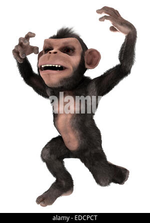 Rendu 3D d'un mignon petit chimpanzé isolé sur fond blanc Banque D'Images