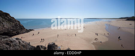 Plage de Tenby, Château de St Catherine's Island Banque D'Images