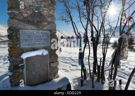 Le vieux chef Joseph tombe, Nez Perce National Historic Park, Wallowa Valley, Oregon. Banque D'Images