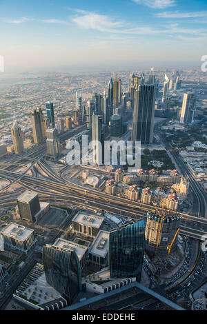 Vue depuis le Burj Khalifa, Dubaï, l'Émirat de Dubaï, Émirats Arabes Unis Banque D'Images