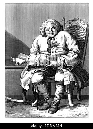 Lord Lovat 'Simon' gravé à partir de l'original par l'artiste anglais William Hogarth 1697-1764 Banque D'Images