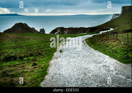 Mauvais temps à Durdle door de Lulworth Cove, près de dans le Dorset Banque D'Images