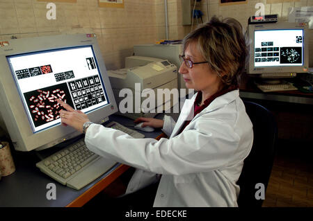 L'Université de Milan (Italie), département de biologie et de la génétique, l'analyse des chromosomes Banque D'Images