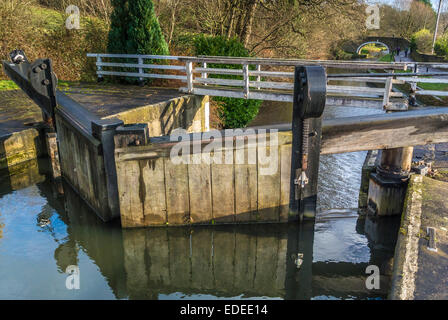 Doweley Gap serrures, Leeds Liverpool Canal, West Yorkshire, Royaume-Uni. Banque D'Images