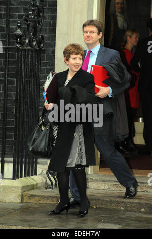 Londres, Royaume-Uni, 6 janvier 2015, la Baronne Stowell de Beeston en dehors de 10 Downing Street que le gouvernement a tenu son premier Conseil des ministres de la nouvelle année avec une élection à l'horizon. © JOHNNY ARMSTEAD/Alamy Live News Crédit : johnny Banque D'Images