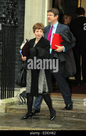 Londres, Royaume-Uni, 6 janvier 2015, la Baronne Stowell de Beeston en dehors de 10 Downing Street que le gouvernement a tenu son premier Conseil des ministres de la nouvelle année avec une élection à l'horizon. © JOHNNY ARMSTEAD/Alamy Live News Crédit : JOHNNY ARMSTEAD/Alamy Live News Banque D'Images