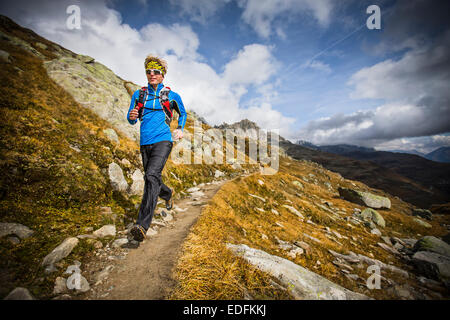 Le trail running, Furka, Suisse Banque D'Images