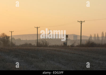 Un matin de mars en 2013 et le soleil se lève sur le village de Burscough dans West Lancashire. Banque D'Images