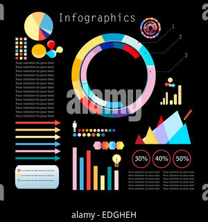 Ensemble d'éléments graphiques sur fond noir Banque D'Images