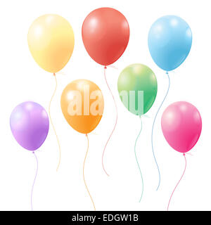 Fête des ballons colorés sur fond blanc Banque D'Images