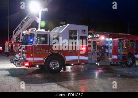 Jackson Fire Department à l'échelle nationale nuit à Richfield WI Banque D'Images