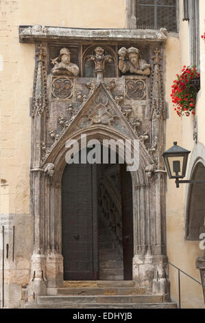 Entrée de l'ancienne Mairie, 16e siècle, Regensburg, Allemagne Banque D'Images