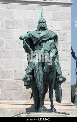 Le roi d'Arpad sur la Millenium Monument à Budapest, Hongrie Banque D'Images