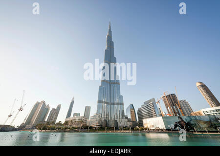 Burj Khalifa, Dubaï, l'Émirat de Dubaï, Émirats arabes unis, en Asie Banque D'Images