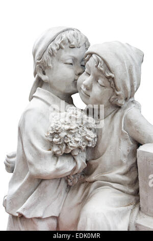 Statue de garçon fleur hold et baiser la fille ( Puppy Love ) Banque D'Images