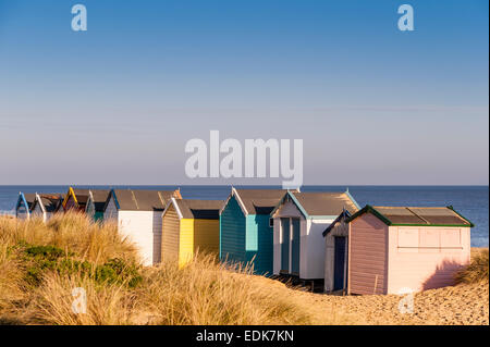 Cabines de plage sur la plage de Southwold, Suffolk , Angleterre , Angleterre , Royaume-Uni Banque D'Images
