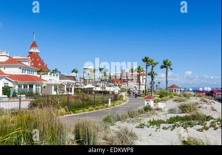 L'hôtel del Coronado de la plage, plage de Coronado, San Diego, California, USA Banque D'Images