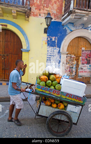 Panier de fruits dans la vieille ville de Carthagène Banque D'Images