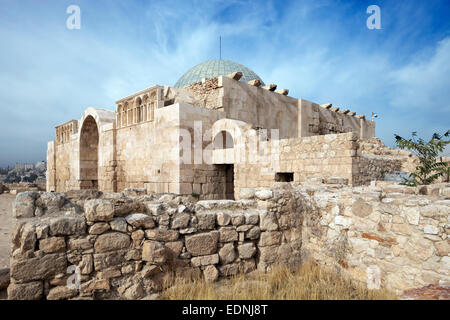 Palais omeyyade, mosquée, Jabal el Qala, La Citadelle d'Amman, des ruines, des colonnes, Amman, Jordanie Banque D'Images