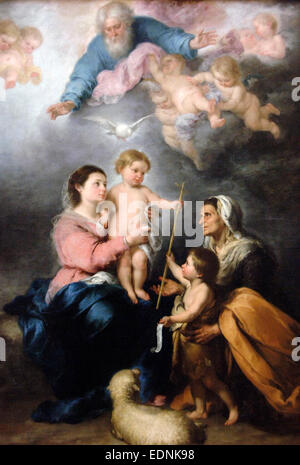 Bartolomé Esteban Murillo (1618-1682). Peintre baroque espagnol. La Sainte Famille ou vierge de Séville. 1682. Musée du Louvre. Paris. La France. Banque D'Images