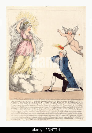 Frontispice de réflexions sur la révolution française, gravure 1790, Edmund Burke à genoux Banque D'Images