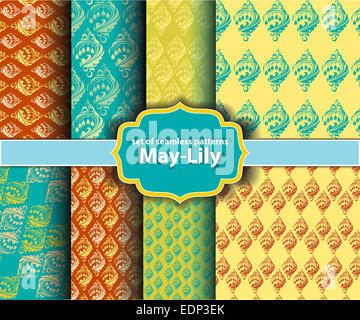 Ensemble de modèles floraux - peut-lily Banque D'Images