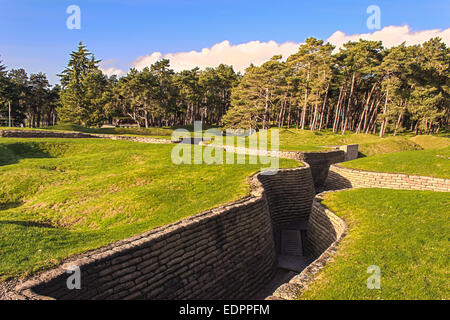 Les tranchées sur le champ de bataille de la crête de Vimy, France Banque D'Images