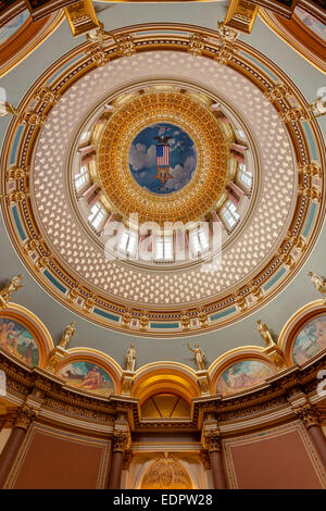 Intérieur de la Capitol Dome. Iowa State Capitol, Des Moines. Banque D'Images